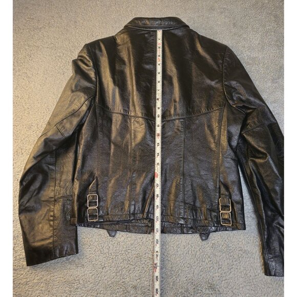 Vintage Genuine Leather Black Jacket With Zipper Closure & Collared Design, 9/10 - Picture 12 of 12